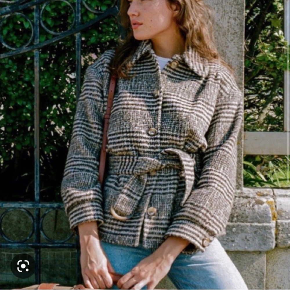 NWT Rouje John Coat Size FR 34 in plaid